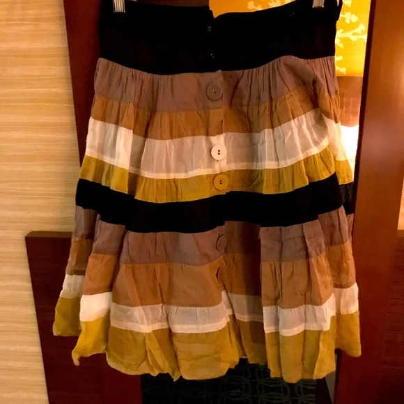 Zara Woman Boho Striped A-Line Skirt High Waist Button Front Earth Tone Flowy - Picture 3 of 7